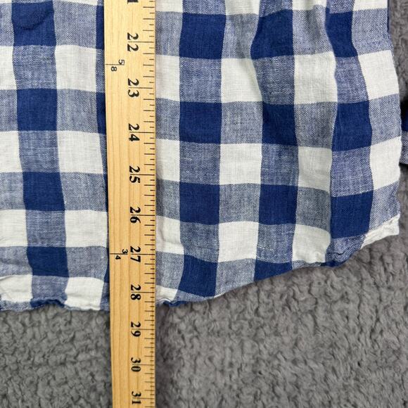 J. CREW Shirt Mens M Blue White Plaid 100% Irish Linen Button Down Baird McNutt - Picture 7 of 8